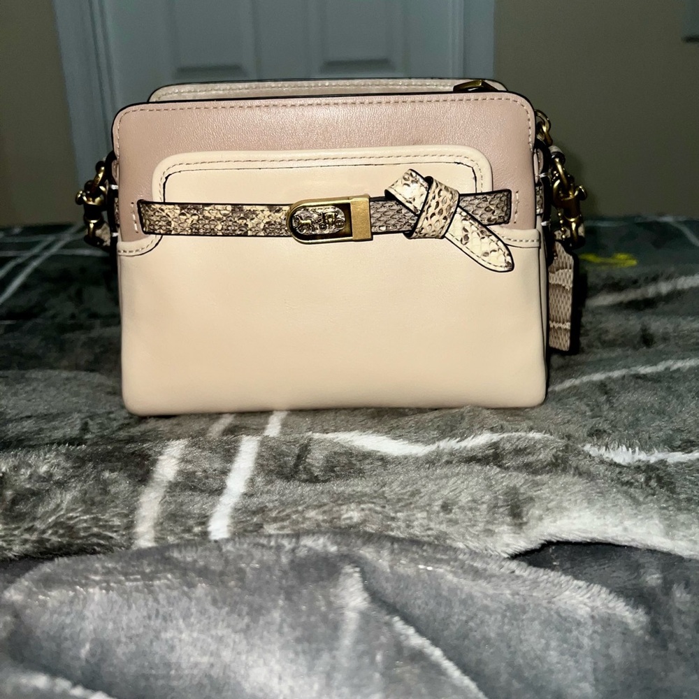 Coach Tate 18 with Genuine Snakeskin with Brass